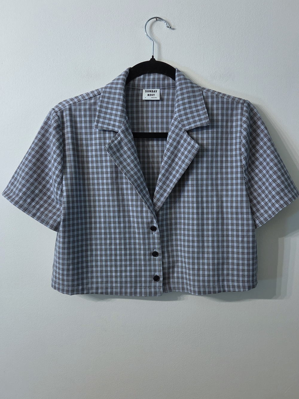 Sunday Best Cropped Plaid Button-Up Top